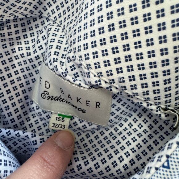 Ted Baker Shirt Mens‎ Large 15.5 32/33 Blue Printed Button Up Endurance - Picture 3 of 10
